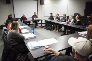 Filmmaker Joe Swanberg (Drinking Buddies, Happy Christmas) visits with students in CA 466: Writing for Television and Film.